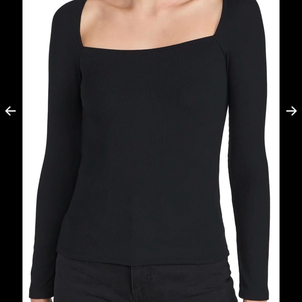 L'AGENCE Astrid Square Neck Black Long Sleeve Top
